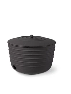 Matte Black Ribbed Hose Pot With Lid -Gardeners Supplies Sales 8611991 5867 tif