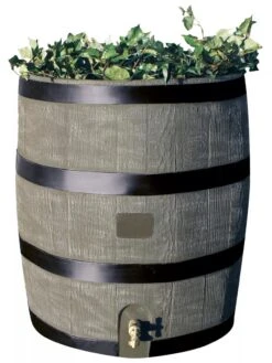 Round Rain Barrel With Planter, 35 Gallons 12 Round Rain Barrel With Planter, 35 Gallons -Gardeners Supplies Sales 8612856BK 08V tif